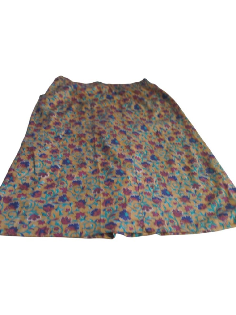 Vintage Yellow Pleated Skirt w/ Pockets Handsewn No Tag Buttons - Picture 3 of 8